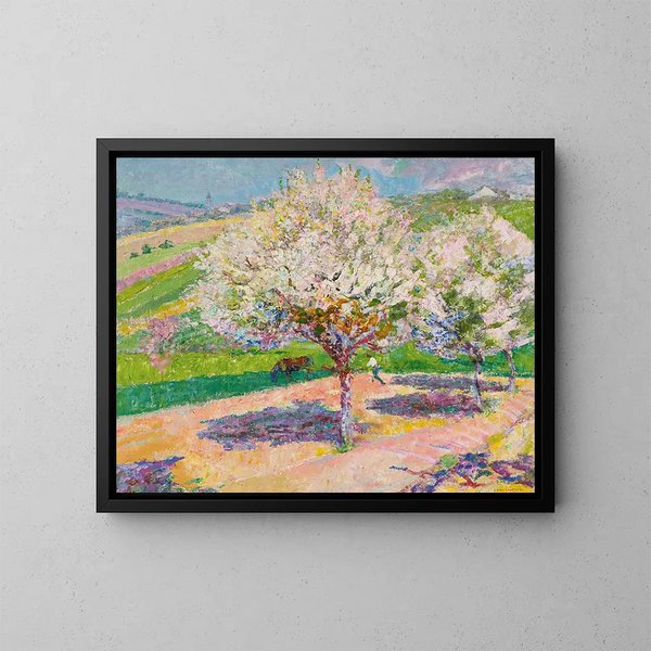 Bäume in Blüte auf der Wiese - Victor Charreton — gerahmtes Bild an der Wand