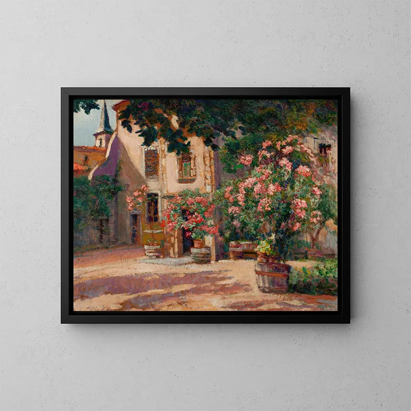 Französisches Innenhof-Gemälde - Victor Charreton — gerahmtes Bild an der Wand