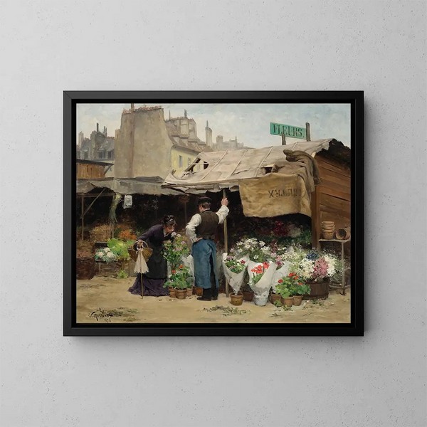 Am Blumenmarkt - Victor Gabriel Gilbert — gerahmtes Bild an der Wand