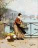 Der Blumenhändler auf der Pont des Arts in Paris - Victor Gabriel Gilbert — Ansicht des Kunstwerks