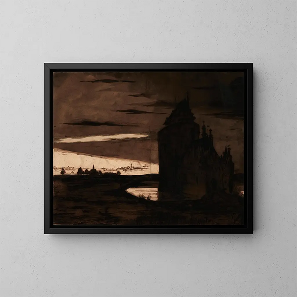 Manoir flamand au crépuscule - Victor Hugo — gerahmtes Bild an der Wand