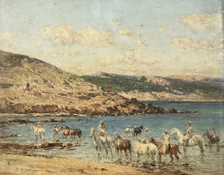 Victor Huguet - Horses Drinking.webp