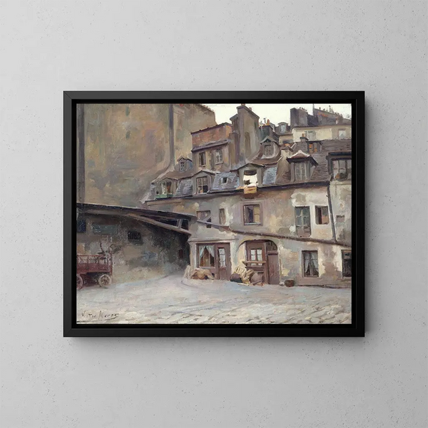 La cour de l'auberge du Cheval Blanc, rue Mazet - Victor Marec — gerahmtes Bild an der Wand