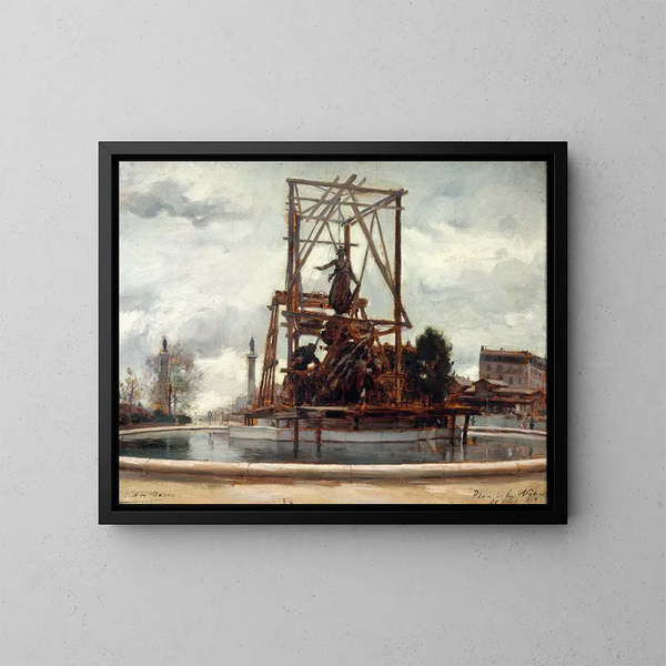 Mise en place du monument du Triomphe de la République - Victor Marec — gerahmtes Bild an der Wand