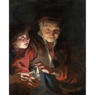 Vieille femme et garçon avec des bougies - Peter Paul Rubens | Reproduction Tableau Décoration murale affiche copie