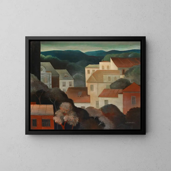 Häuser in den Hügeln - Viktor Planckh — gerahmtes Bild an der Wand