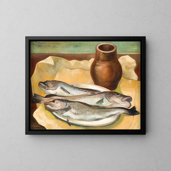 Stillleben mit Fisch - Viktor Planckh — gerahmtes Bild an der Wand
