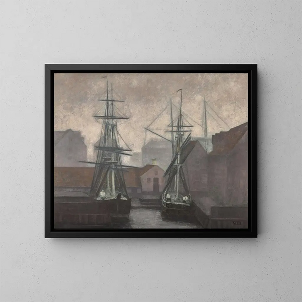 Quai de commerce du Groenland, Christianshavn, Copenaghen - Vilhelm Hammershøi — quadro incorniciato alla parete