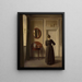 Interno di soggiorno con uno specchio ovale - Vilhelm Hammershøi — quadro incorniciato alla parete