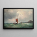 Bateaux de pêche au large d'une côte rocheuse un bateau à vapeur au loin - Vilhelm Melbye — quadro incorniciato alla parete