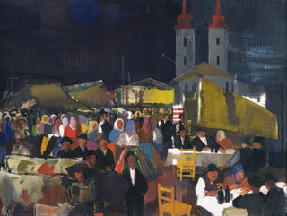 Vilmos AbaNovk - Figures In a Village Market.webp