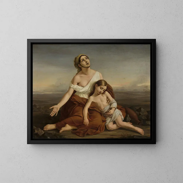 Hagar in der Wüste - Vincenzo Camuccini — gerahmtes Bild an der Wand