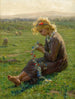 Mädchen mit Girlande aus Wildblumen - Virginie Demont - Breton — Ansicht des Kunstwerks