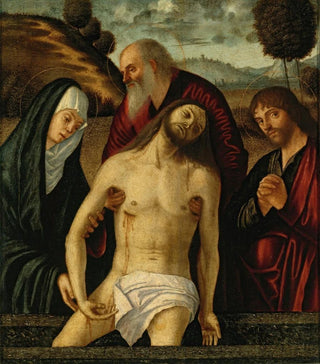 La Lamentation avec la Madone et les saints Joseph d'Arimathie et Jean l'Évangéliste - Vittore Carpaccio — vista dell’opera
