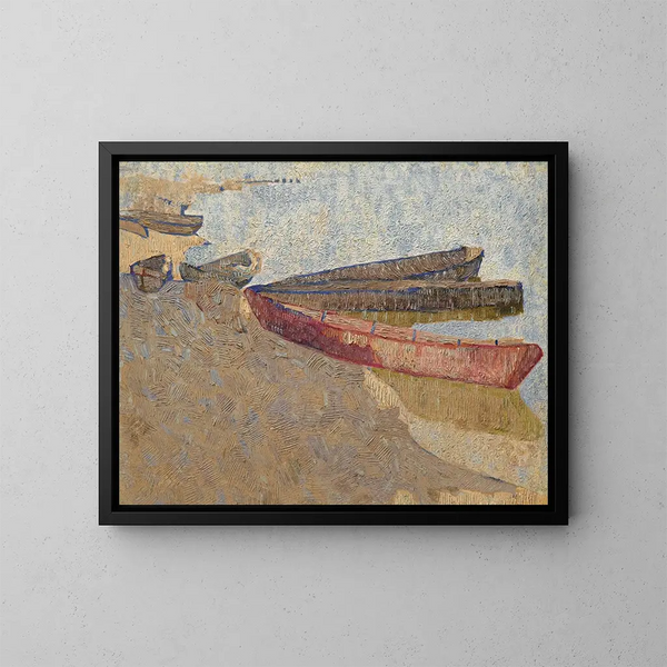Drei Boote auf dem Dnipro - Vladimir Baranov-Rossiné — gerahmtes Bild an der Wand