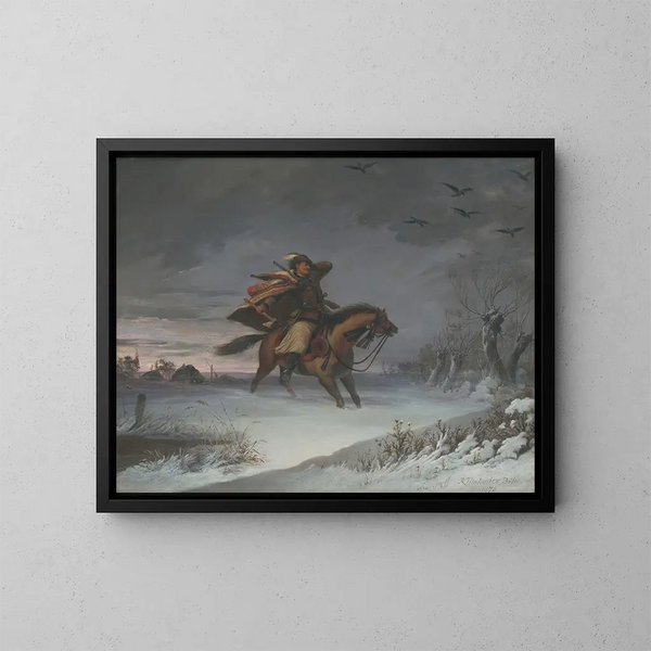 Cavalier à cheval - Vojtech Klimkovič — gerahmtes Bild an der Wand