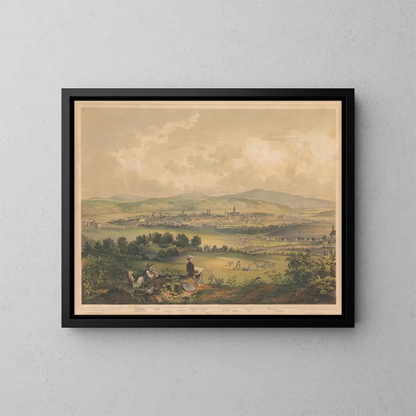 Ansicht von Košice - Vojtech Klimkovič — gerahmtes Bild an der Wand