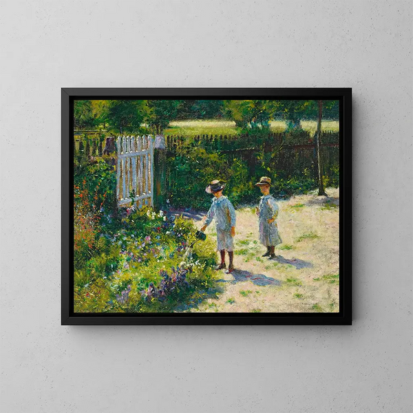 Kinder im Garten - Władysław Podkowiński — gerahmtes Bild an der Wand