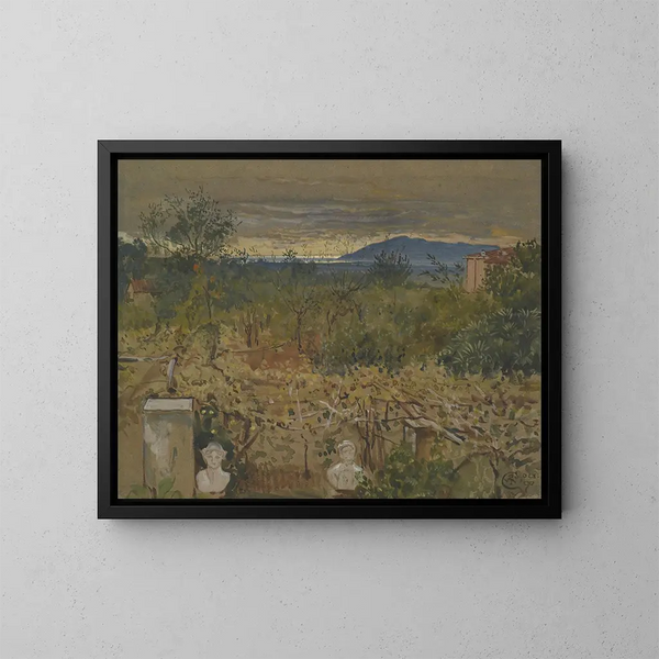 Garten mit Ruinen - Walter Crane — gerahmtes Bild an der Wand