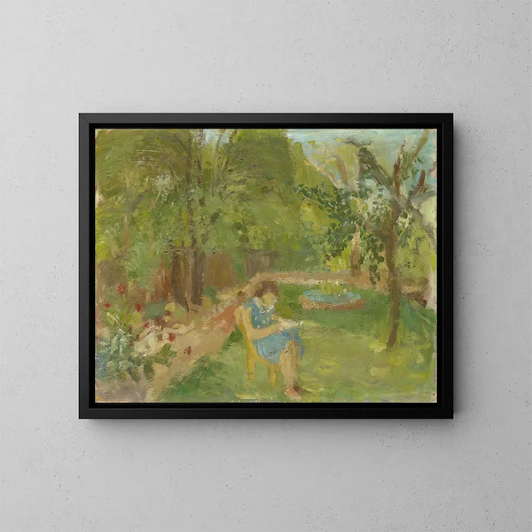 Mädchen im Garten - Walter Kurt Wiemken — gerahmtes Bild an der Wand