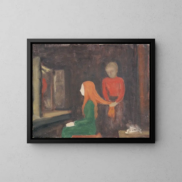 Donna di fronte a uno specchio - Walther Gamerith — quadro incorniciato alla parete