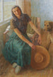 Grete Gamerith mit dem Hund Puck - Walther Gamerith — gerahmtes Bild an der Wand