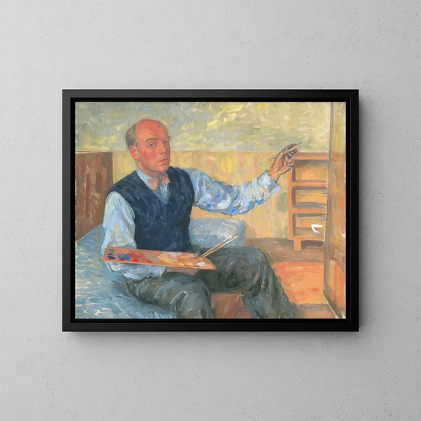 Autoritratto con palette e pennello - Walther Gamerith — quadro incorniciato alla parete