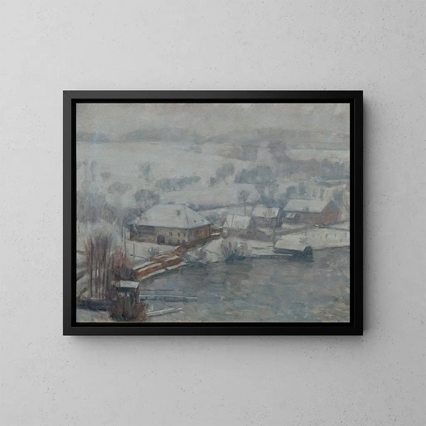 Landschaftsbild im Winter am Attersee - Walther Gamerith — gerahmtes Bild an der Wand
