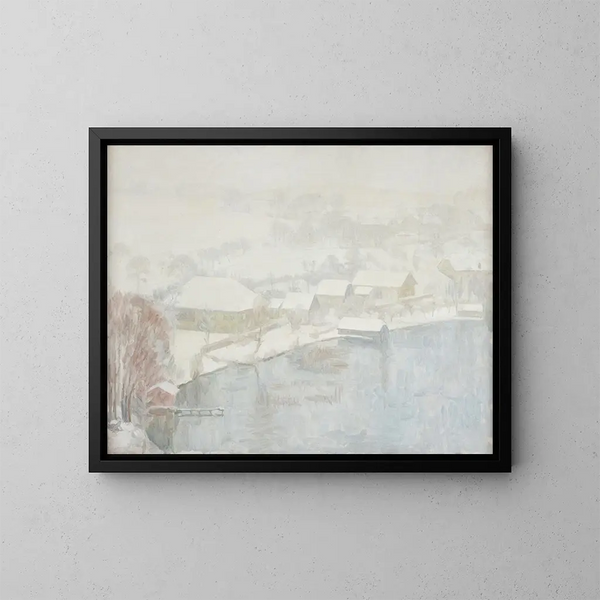 Winterlandschaft am Seeufer - Walther Gamerith — gerahmtes Bild an der Wand