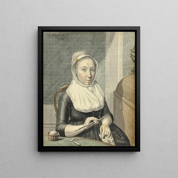 Warner Horstink - Portret van een dame met breiwerk.webp