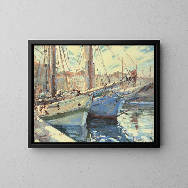 Boote in einem Hafen in Saint-Tropez - Wilfrid Gabriel de Glehn — gerahmtes Bild an der Wand