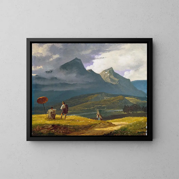 Landschaft mit Bergen - Wilhelm Bendz — gerahmtes Bild an der Wand