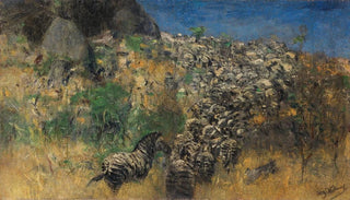Wilhelm Kuhnert - Fliehende Zebraherde Zwischen.webp
