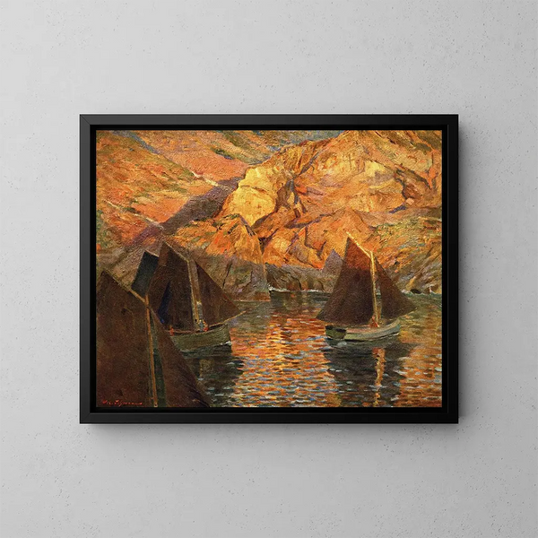 Sonnenuntergang in der Bretagne - Wilhelm Ludwig Lehmann — gerahmtes Bild an der Wand