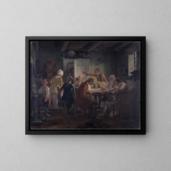 Collège politique, d'après l'Acte I, Scène 2 de La Tinker politique de Ludvig Holberg - Wilhelm Marstrand — quadro incorniciato alla parete