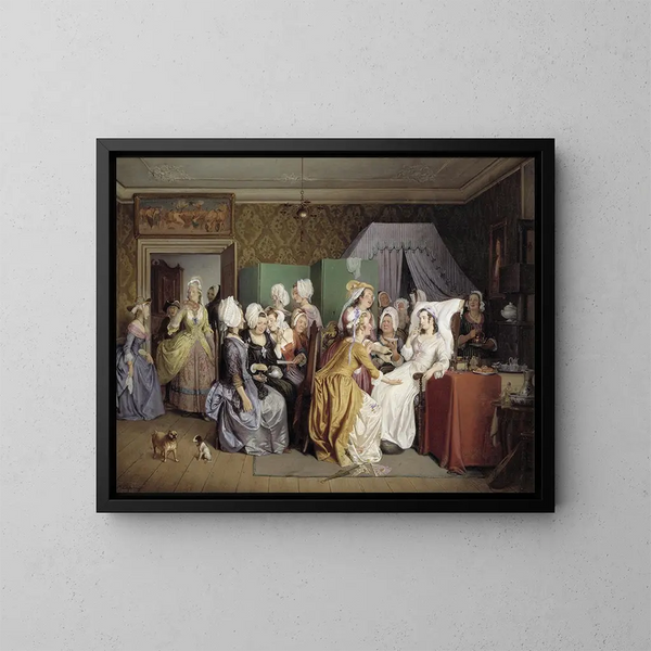 Scène de La chambre de l'accouchement de Ludwig Holberg - Wilhelm Marstrand — quadro incorniciato alla parete