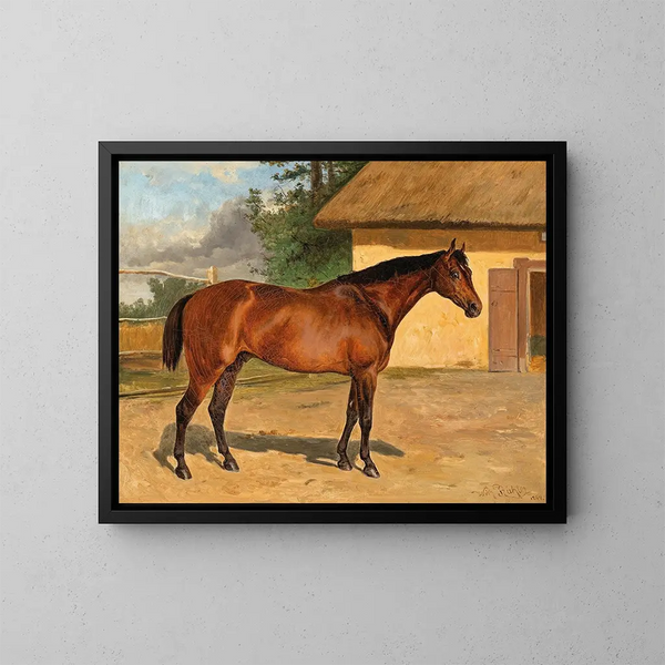 Pferd braun im Paddock - Wilhelm Richter — gerahmtes Bild an der Wand