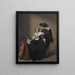 Eine sitzende Frau mit einem Brief und ein Herr steht neben ihr - Willem Cornelisz. Duyster — gerahmtes Bild an der Wand