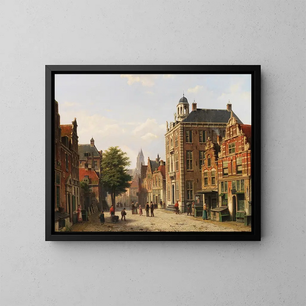 Ansicht einer holländischen Stadt im Sommer - Willem Koekkoek — gerahmtes Bild an der Wand