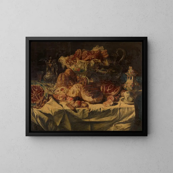 Stillleben mit Gebäck - Willem Linnig der Jüngere — gerahmtes Bild an der Wand