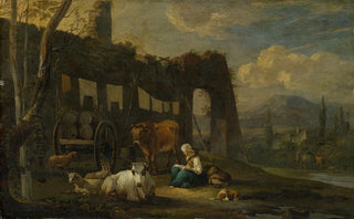 Willem Romeyn - Italian Landscape with Staffage Figures.webp