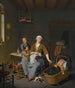 Eine junge Mutter, die sich um ihre beiden Kinder in einem häuslichen Interieur kümmert - Willem van Mieris — Ansicht des Kunstwerks