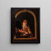 Ein junger Junge mit einer Eule - Willem van Mieris — gerahmtes Bild an der Wand