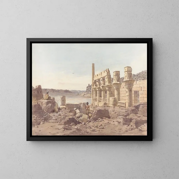 Ansicht der Tempel von Philae in Assuan - Willem de Famars Testas — gerahmtes Bild an der Wand