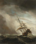 Ein Schiff auf hoher See, das in eine Windböe geraten ist - Willem van de Velde der Jüngere — Ansicht des Kunstwerks