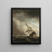 Ein Schiff auf hoher See, das in eine Windböe geraten ist - Willem van de Velde der Jüngere — gerahmtes Bild an der Wand