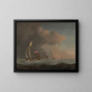 Willem van de Velde the Younger - English Royal Yachts at Sea in a Strong Breeze in Company with a Ship Flying the Royal Standard.webp