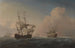 Englisches Kriegsschiff, das sich in der Brise vor der Küste neigt - Willem van de Velde der Jüngere — Ansicht des Kunstwerks