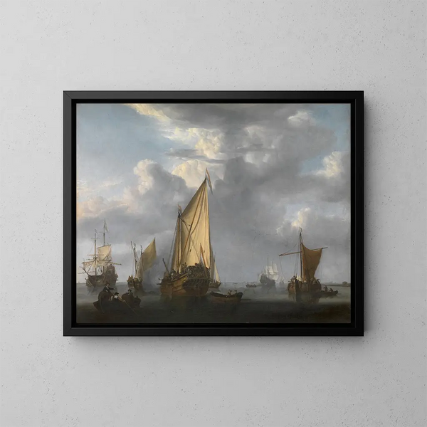 Il colpo di cannone - Willem van de Velde il Giovane — quadro incorniciato alla parete
