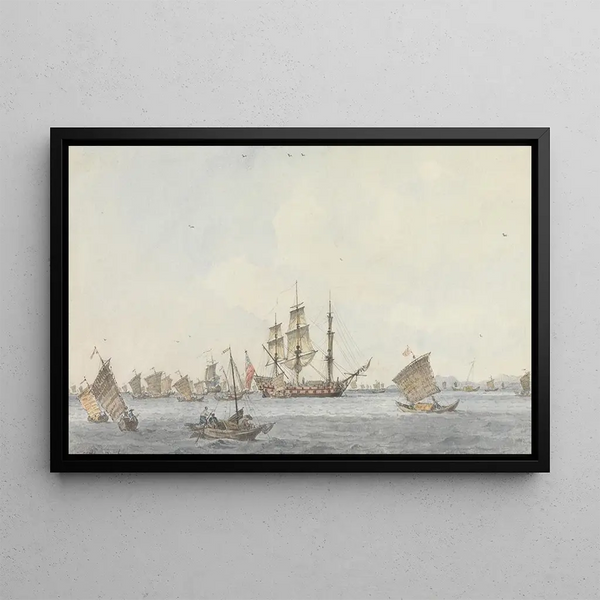 William Alexander - The Hindostan at Anchor in the Strait of Miatau of the City of Tenchoofou at the Entrance to the Gulf of Pekin.webp